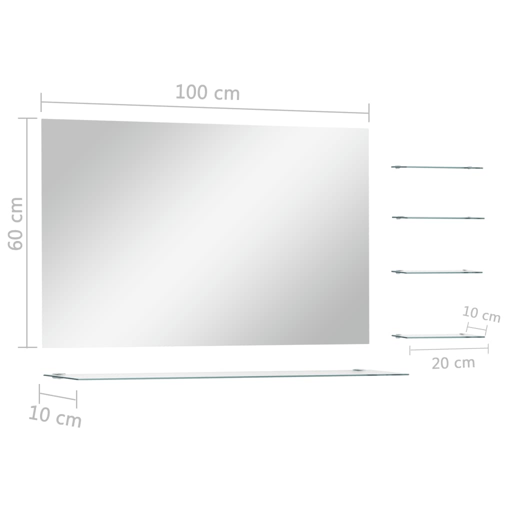 vidaXL Wandspiegel mit 5 Ablagen Silbern 100×60 cm