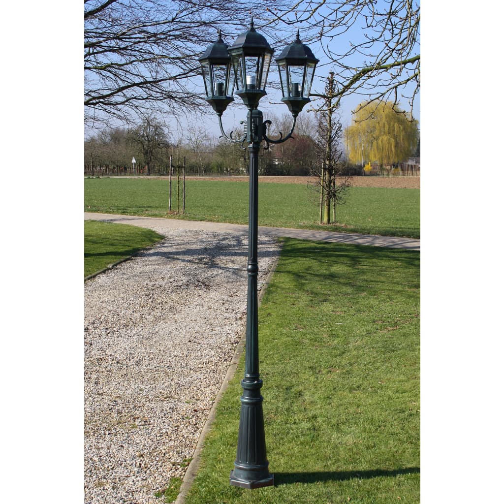 vidaXL Gartenlaterne 3-flammig 230 cm Dunkelgrün/Schwarz Aluminium