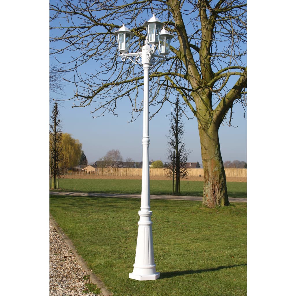 Gartenlaterne 3-flammig 215 cm Weiß Aluminium Stilecasa