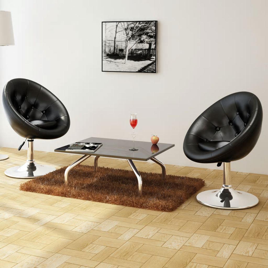 vidaXL Cocktailsessel 2 Stk. Schwarz Kunstleder