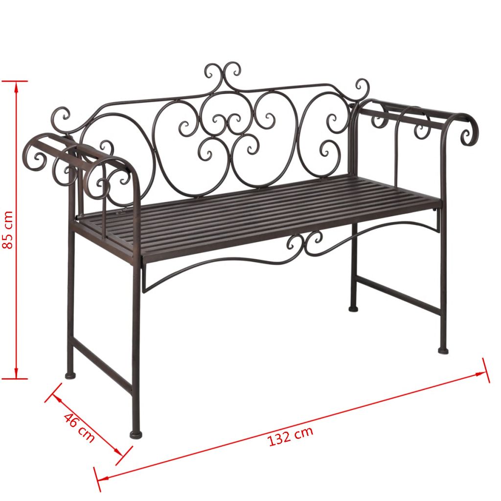 vidaXL Gartenbank 132 cm Stahl Antik Braun