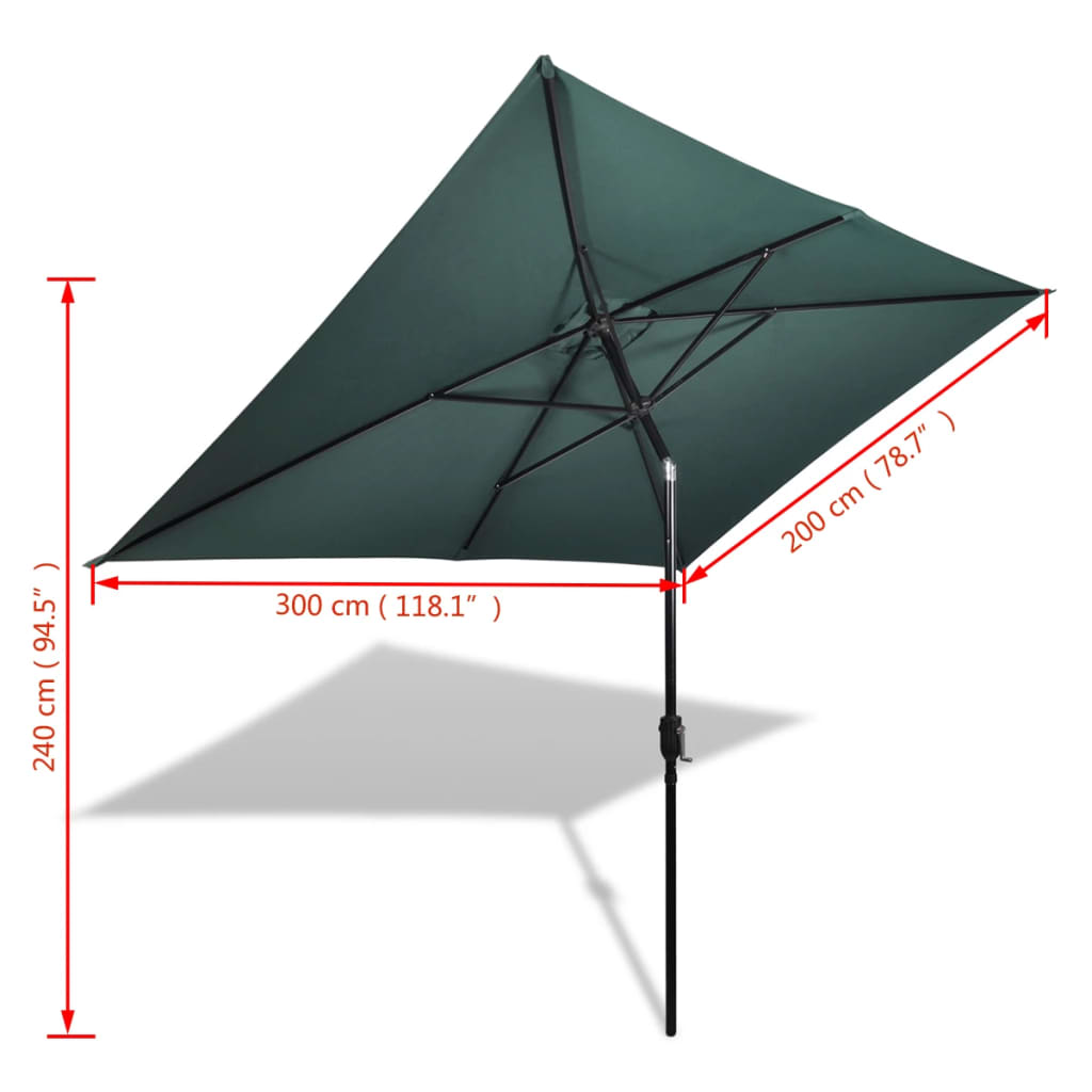 vidaXL Sonnenschirm 200x300 cm Grün Rechteckig