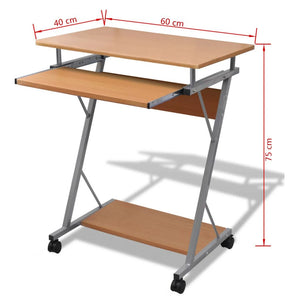 Computertisch Computerwagen PC Tisch Bürotisch Laptop auf Rollen braun Stilecasa