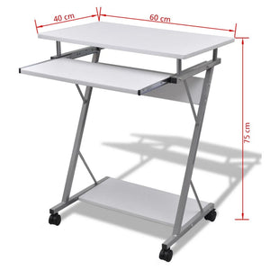 Computertisch Computerwagen PC Tisch Bürotisch Laptop auf Rollen weiß