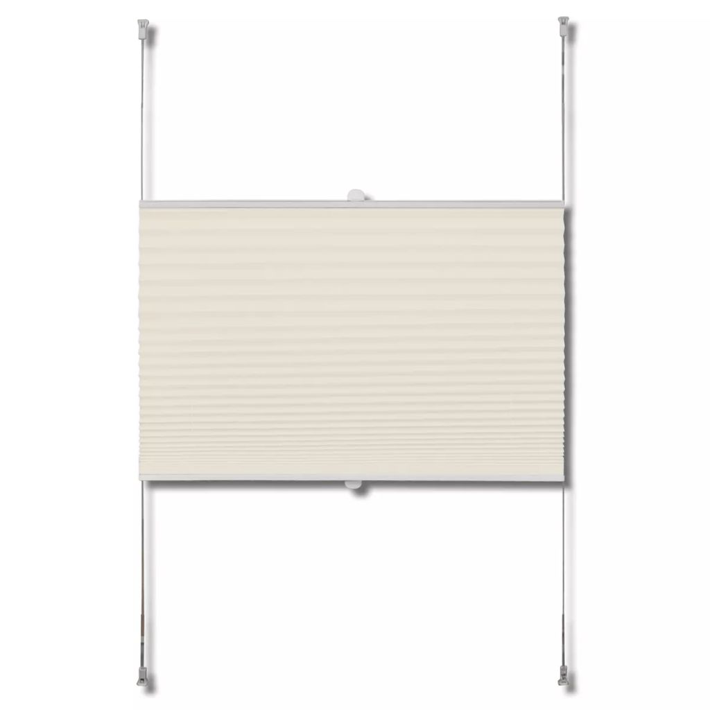 Plissee Faltrollo Rollo Jalousie klemmen 90x125cm Creme VIDAXL