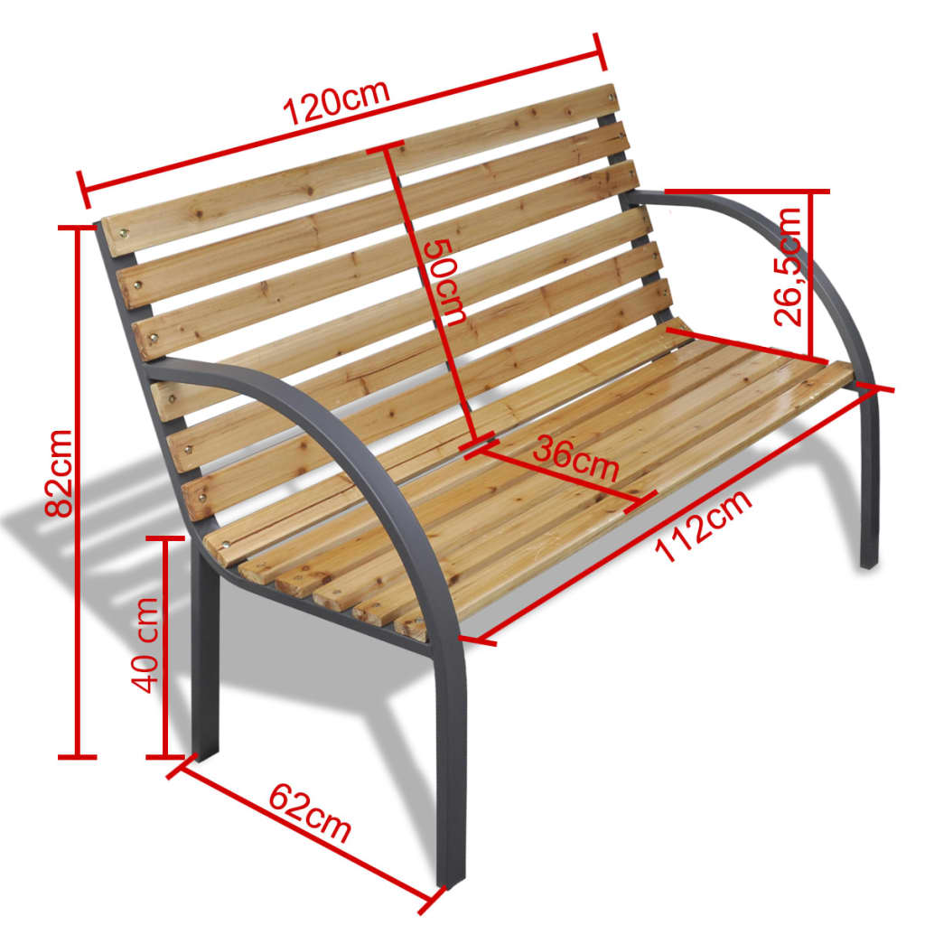 vidaXL Gartenbank 120 cm Holz und Eisen