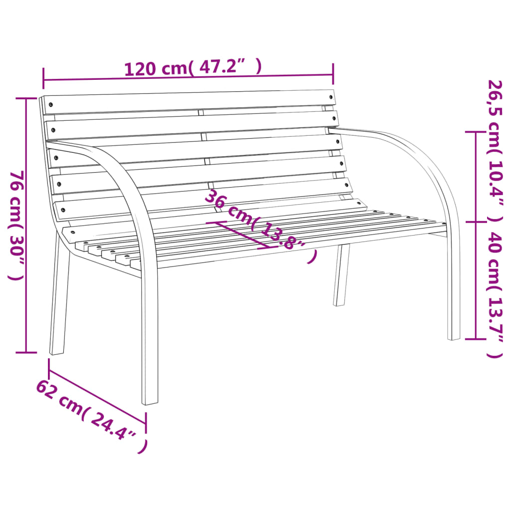 vidaXL Gartenbank 120 cm Holz und Eisen