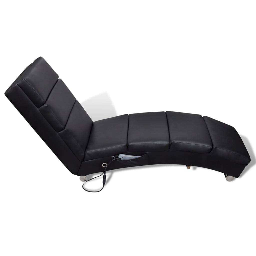 vidaXL Massage-Chaiselongue Schwarz Kunstleder