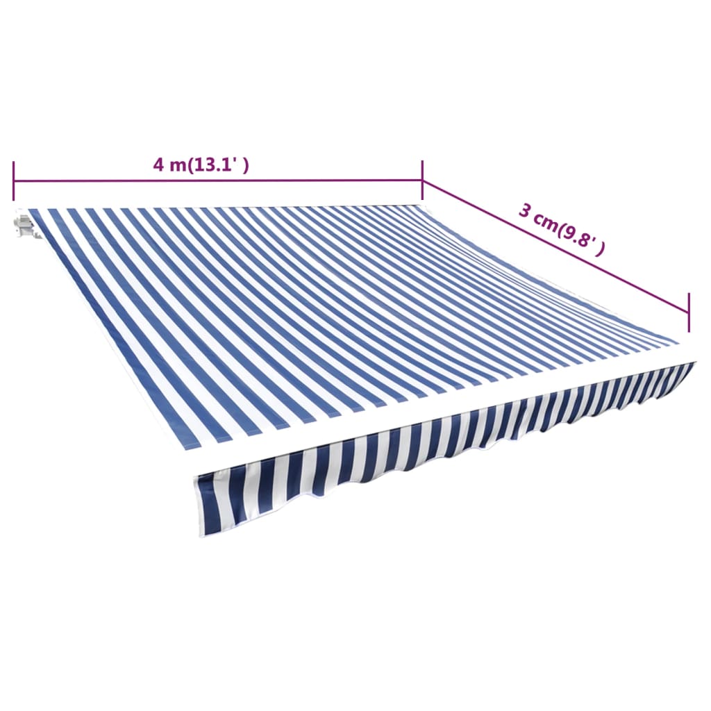 vidaXL Markisenbespannung Canvas Blau & Weiß 4x3 m (ohne Rahmen)