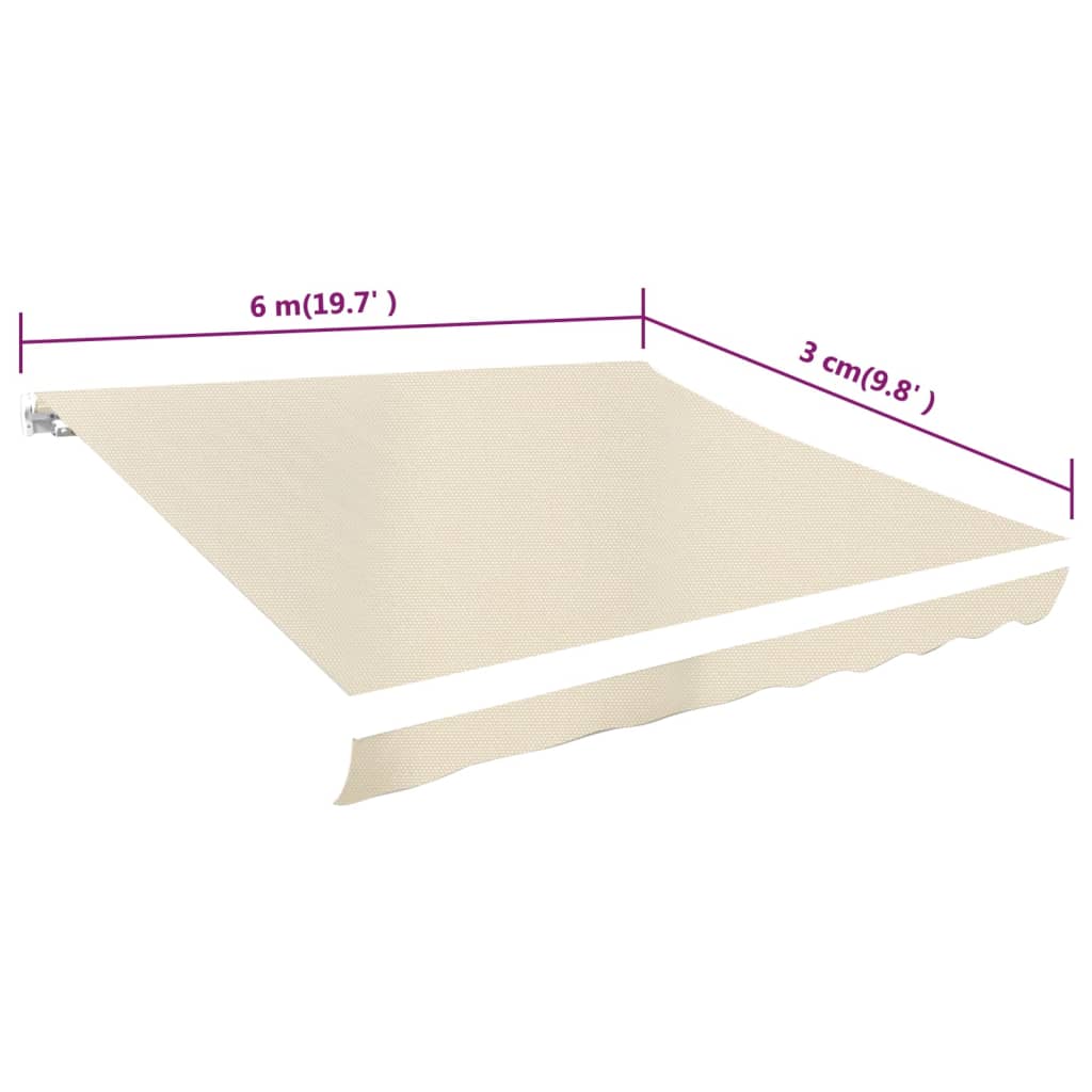 vidaXL Markisenbespannung Canvas Creme 6x3 m (ohne Rahmen)