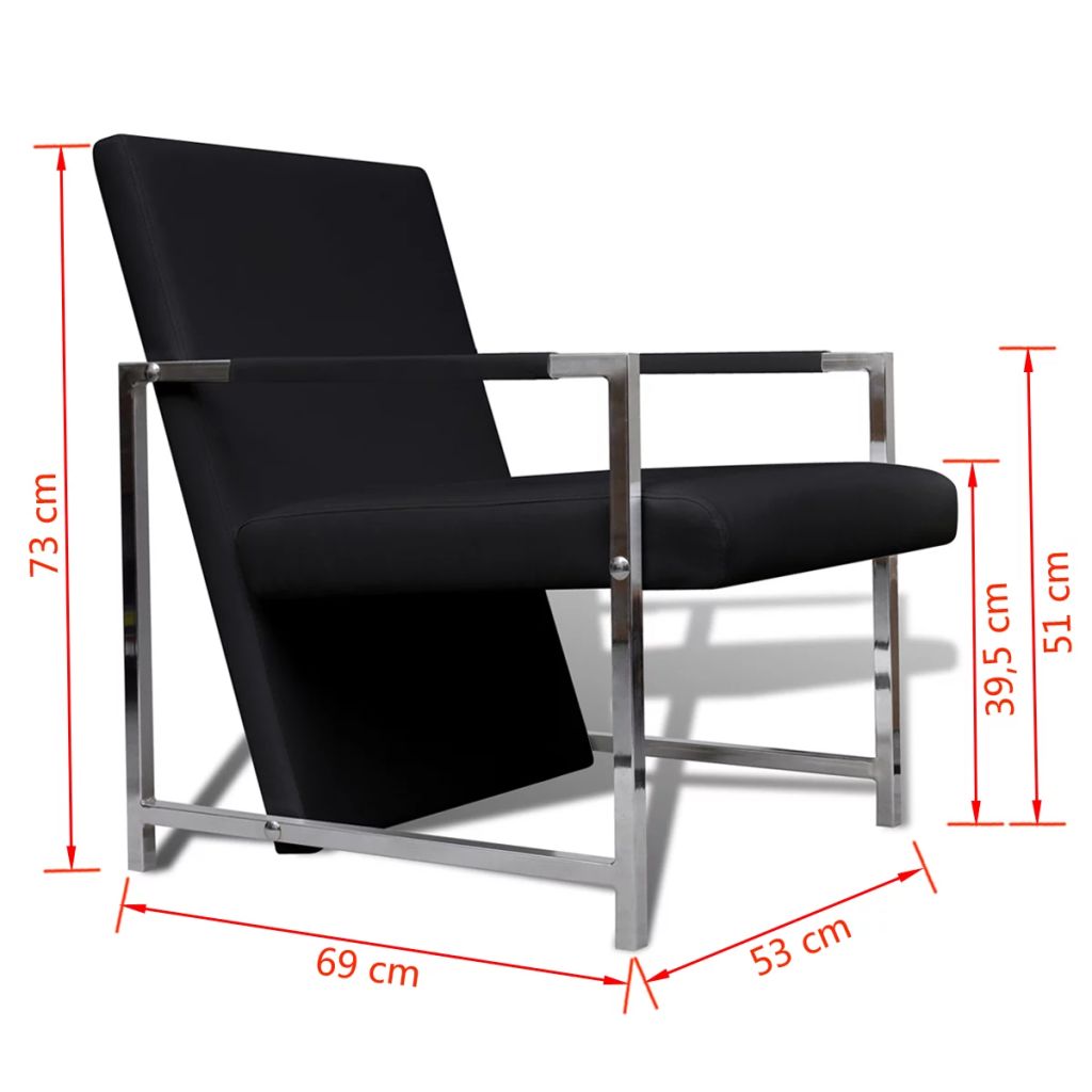 vidaXL Sessel 2 Stk. Verchromtes Gestell Schwarz Kunstleder