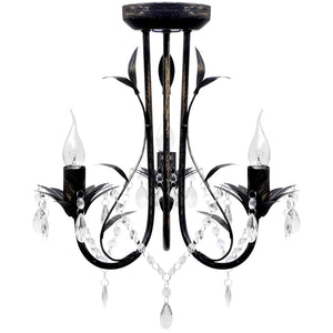 Decknlampe Art Novau mit Kristallperlen 3 x E14