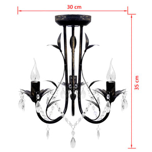 Decknlampe Art Novau mit Kristallperlen 3 x E14