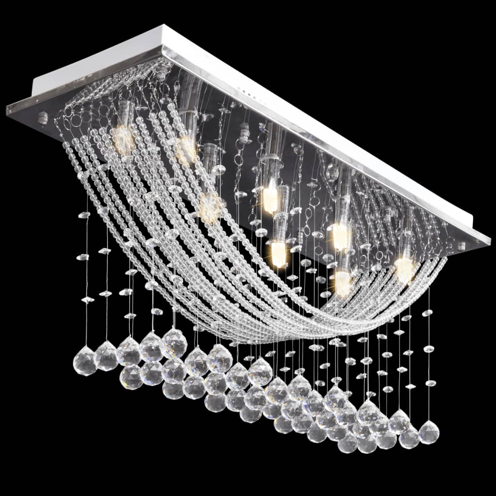 Weiße Deckenlampe mit funkelnden Glasperlen 8 x G9 29 cm