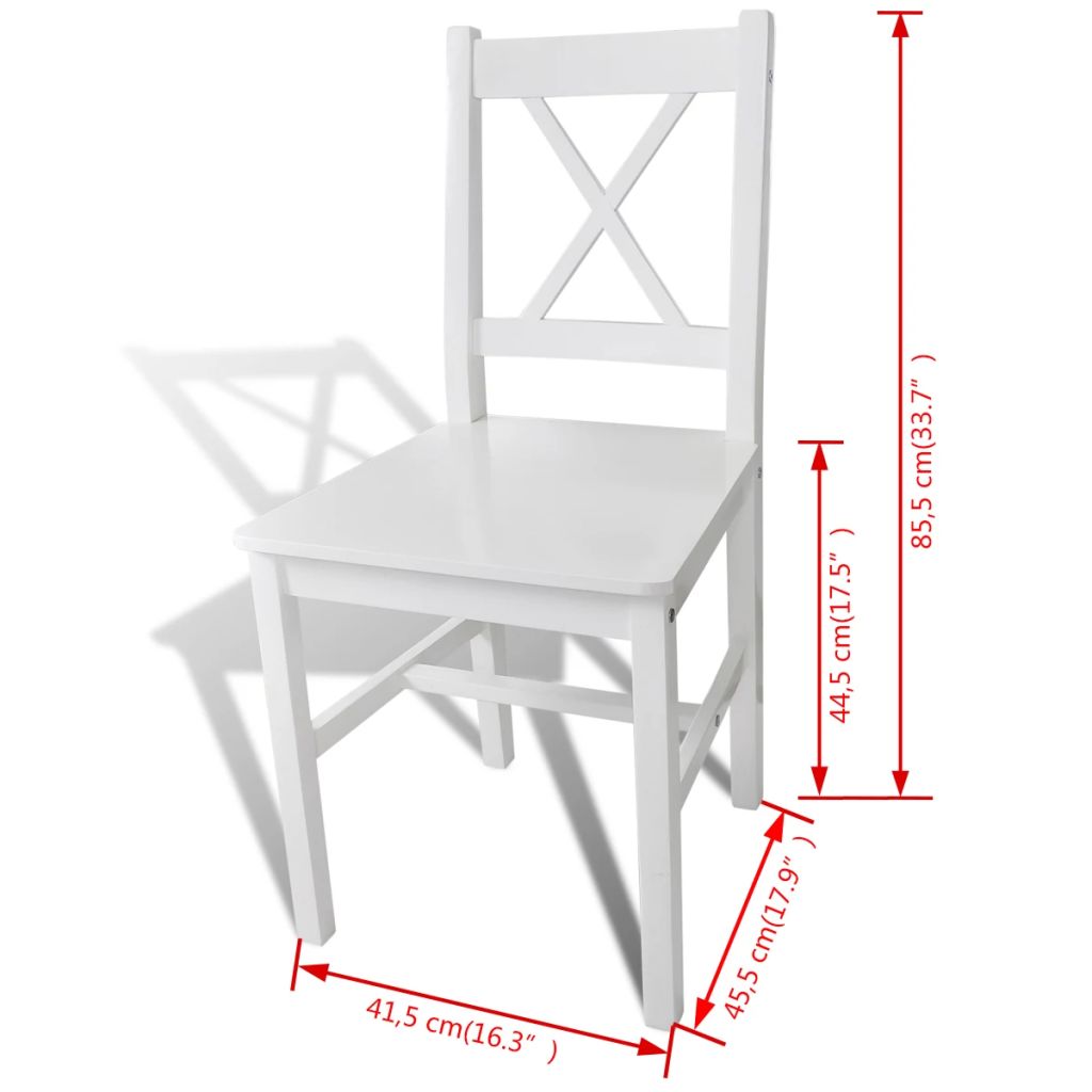 vidaXL Esszimmerstühle 4 Stk. Weiß Kiefernholz