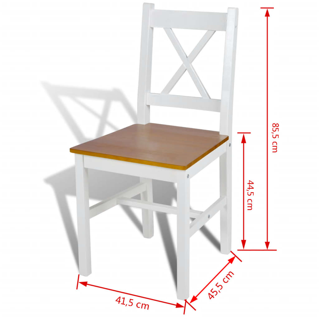 vidaXL Esszimmerstühle 4 Stk. Weiß Kiefernholz