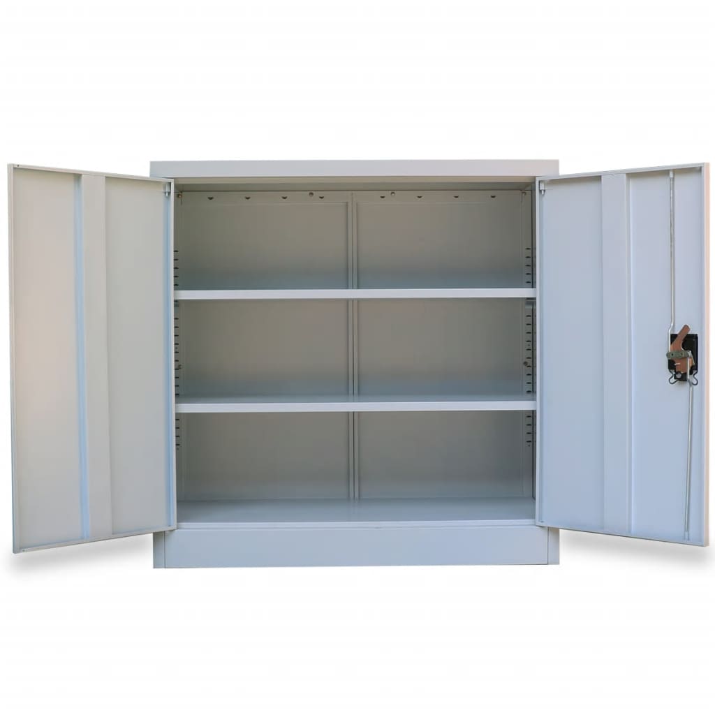 vidaXL Aktenschrank mit 2 Türen Grau 90 cm Stahl