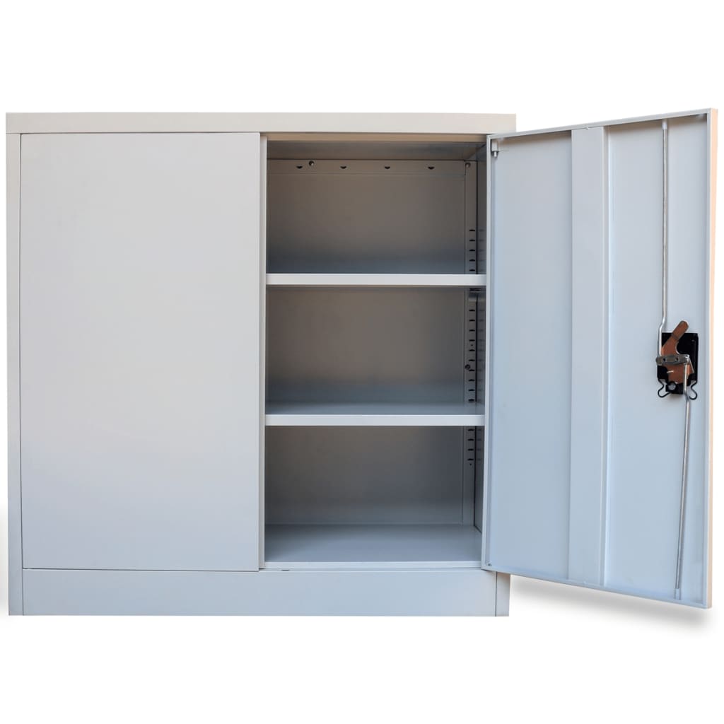 vidaXL Aktenschrank mit 2 Türen Grau 90 cm Stahl