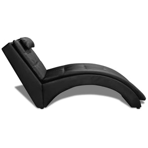 Chaiselongue mit Kissen Schwarz Kunstleder