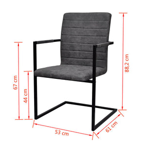 vidaXL Freischwinger 4 Stk. Grau Kunstleder