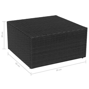 vidaXL Gartensessel mit Fußhocker Poly Rattan Schwarz