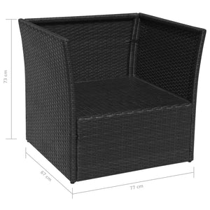 vidaXL Gartensessel mit Fußhocker Poly Rattan Schwarz