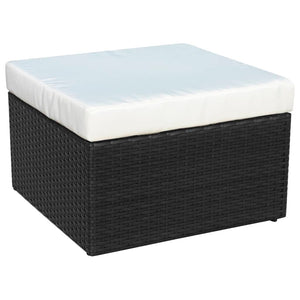 vidaXL Gartensessel mit Fußhocker Poly Rattan Schwarz