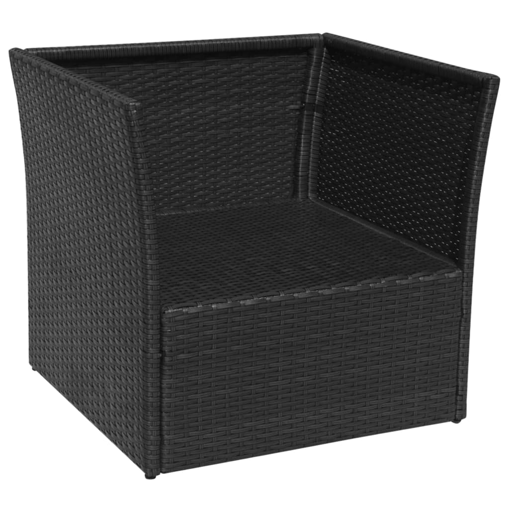 vidaXL Gartensessel mit Fußhocker Poly Rattan Schwarz