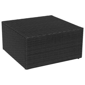 vidaXL Gartensessel mit Fußhocker Poly Rattan Schwarz