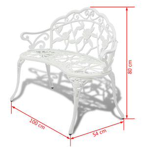 vidaXL Gartenbank 100 cm Aluminiumguss Weiß