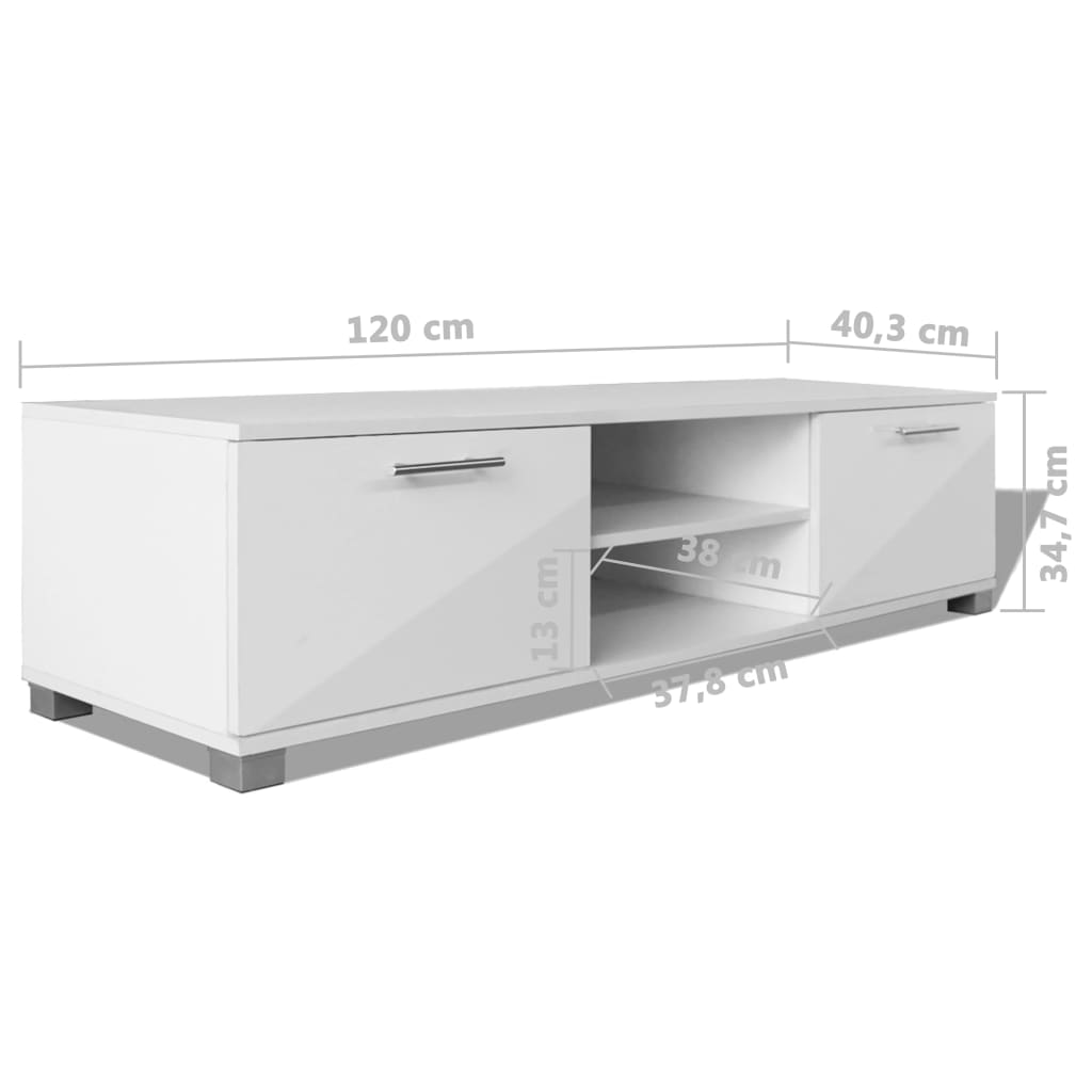 TV-Schrank Hochglanz-Weiß 120x40,5x35 cm Stilecasa