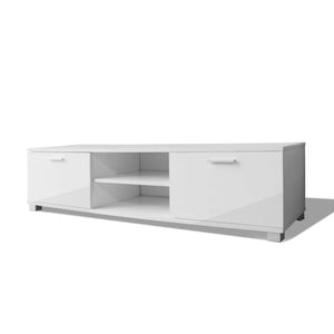 TV-Schrank Hochglanz-Weiß 140x40,5x35 cm Stilecasa