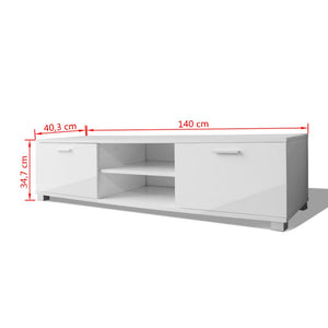 TV-Schrank Hochglanz-Weiß 140x40,5x35 cm Stilecasa