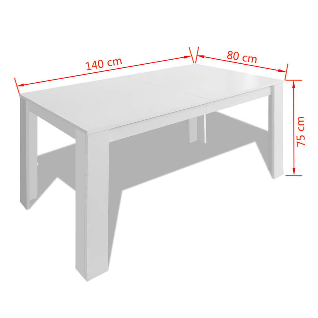 Esstisch 140x80x75 cm Weiß Stilecasa