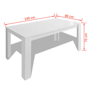 Esstisch 140x80x75 cm Weiß Stilecasa