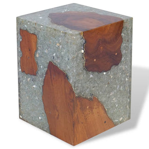 vidaXL Hocker Teak Massivholz und Harz