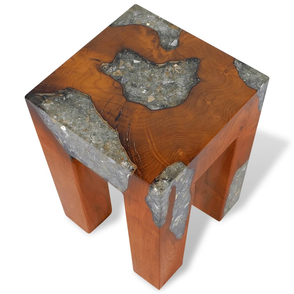 Hocker Massivholz Teak und Harz Stilecasa