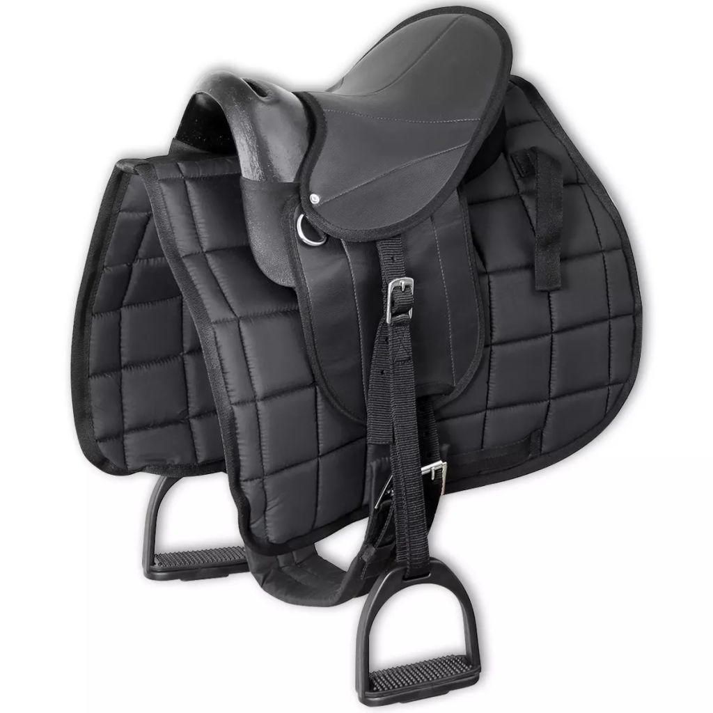 vidaXL Pony-Sattel-Set 10" Schwarz