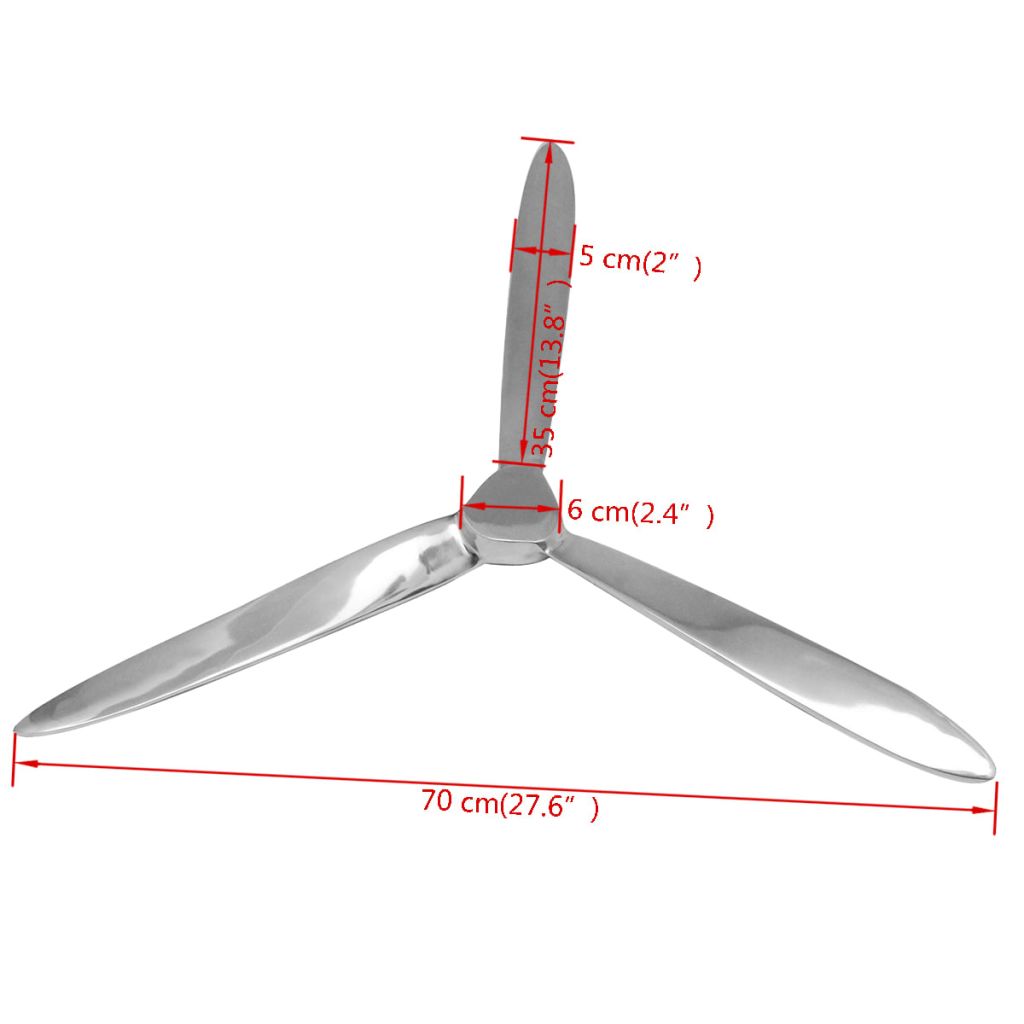 vidaXL Wanddekoration Propeller Silbern 70cm Aluminium