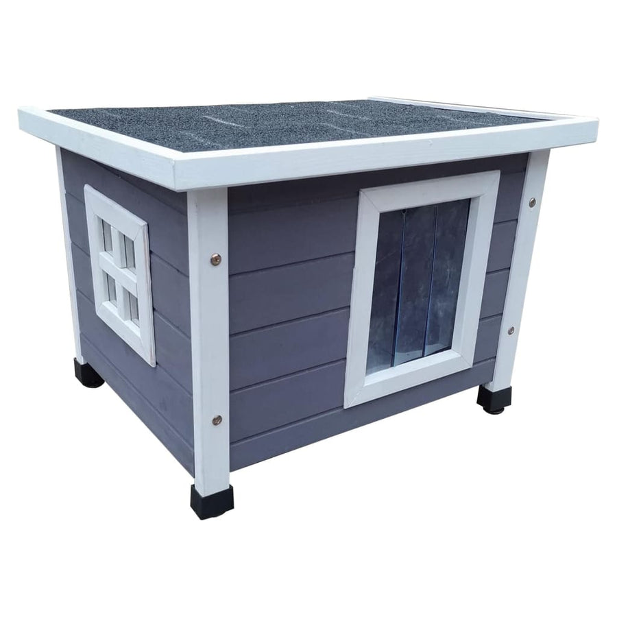 @Pet Outdoor Katzenhaus XL 68,5x54x51,5 cm Holz Grau und Weiß Stilecasa