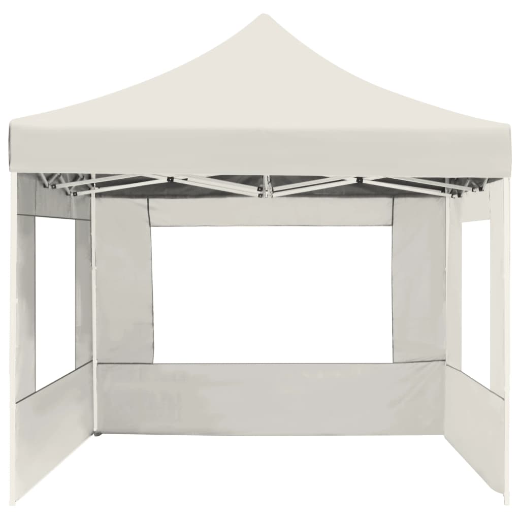 Profi-Partyzelt Faltbar mit Wänden Aluminium 4,5x3 m Creme Stilecasa