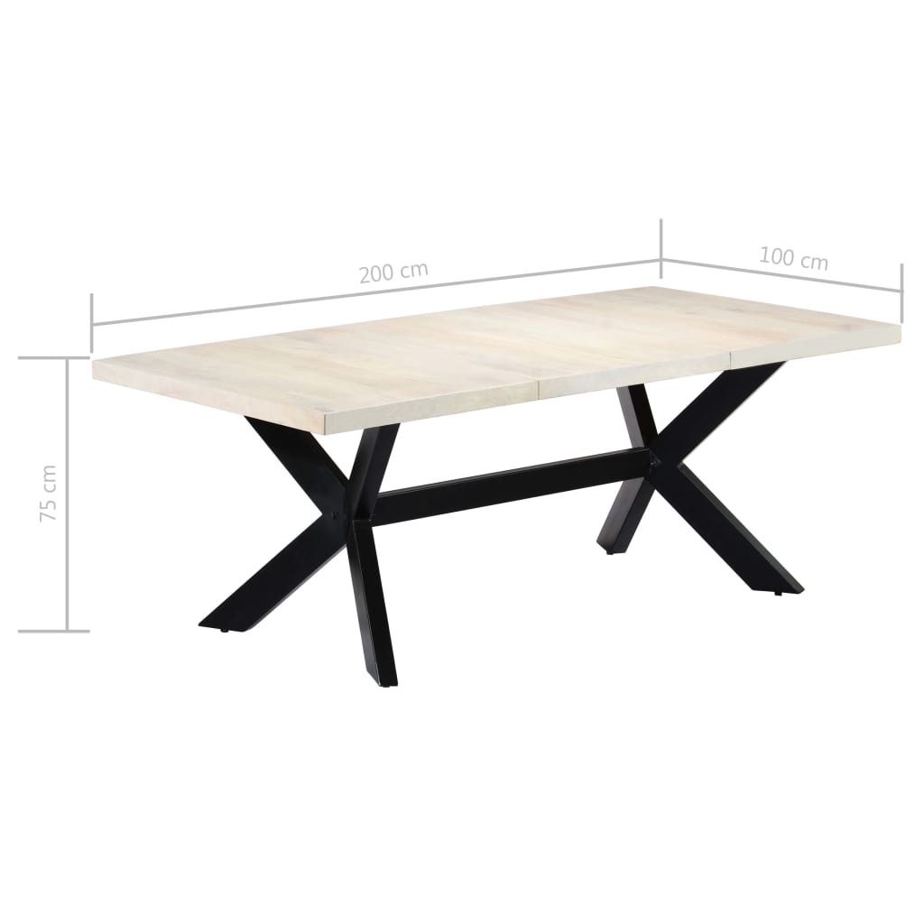 vidaXL Esstisch Weiß 200×100×75 cm Massivholz Mango