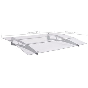 Türvordach Silbern und Transparent 120x90 cm Polycarbonat Stilecasa