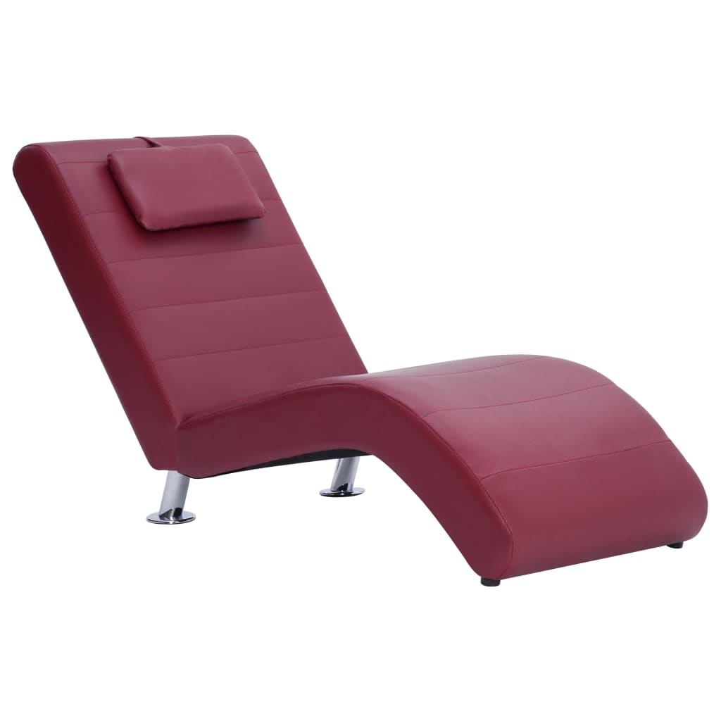 vidaXL Chaiselongue mit Kissen Weinrot Kunstleder