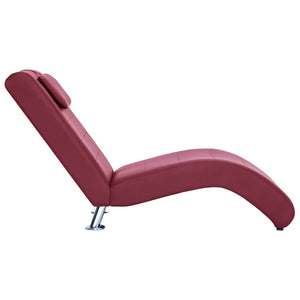 vidaXL Chaiselongue mit Kissen Weinrot Kunstleder