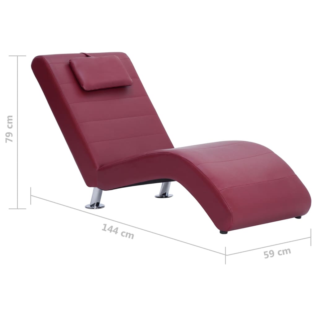 vidaXL Chaiselongue mit Kissen Weinrot Kunstleder