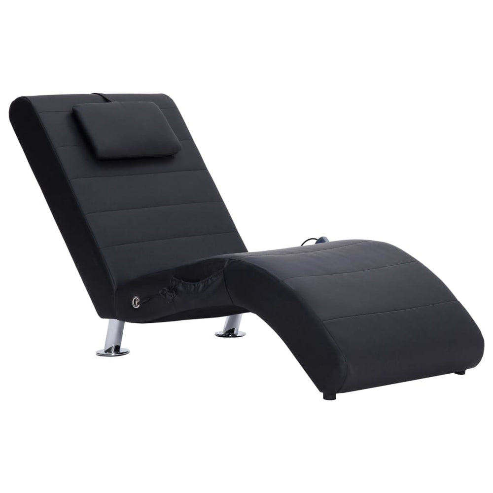 Massage-Chaiselongue mit Kissen Schwarz Kunstleder Stilecasa