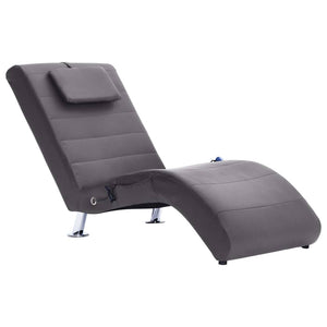 vidaXL Massage Chaiselongue mit Kissen Grau Kunstleder