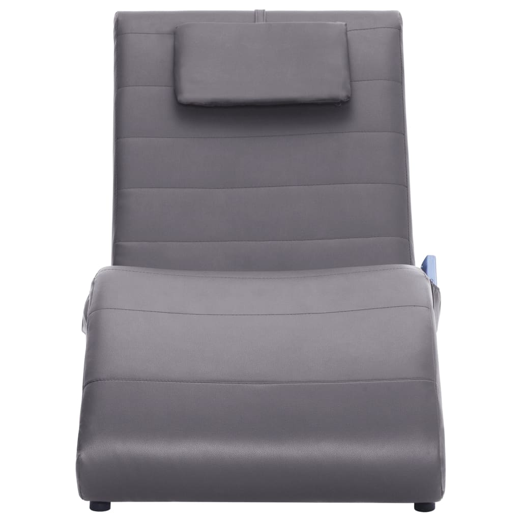 vidaXL Massage Chaiselongue mit Kissen Grau Kunstleder