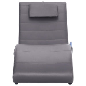 vidaXL Massage Chaiselongue mit Kissen Grau Kunstleder